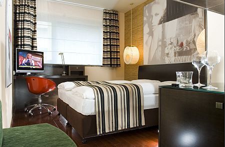 Centrumban lévő jól felszerelt szállodai szoba, Soho Hotel Budapest